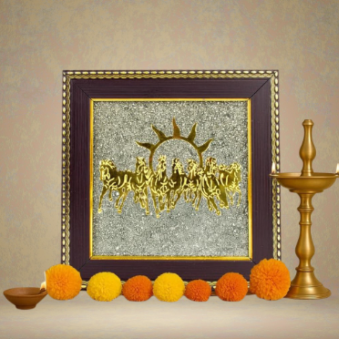 Seven Horses on Raw Pyrite Frame